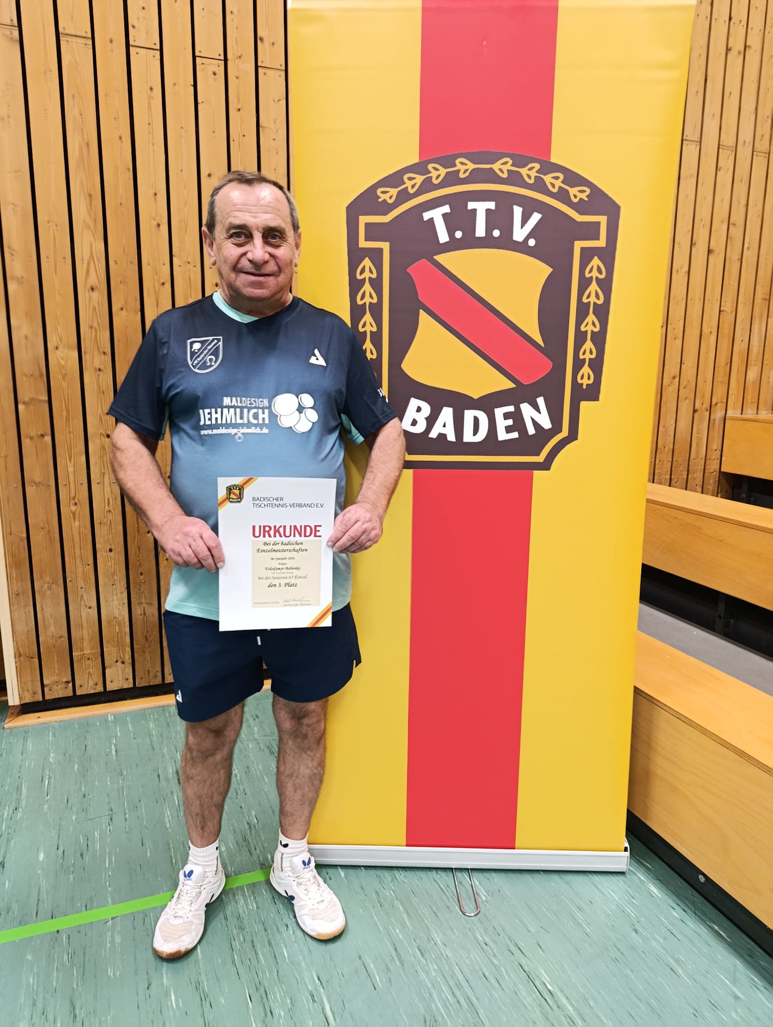 Bronze bei den Senioren 65: Volodymyr Babenko (TTC Karlsruhe-Neureut).